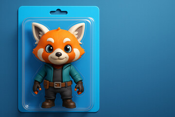 Toy packaging featuring adorable red panda figurine on display.