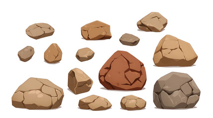 Different shape of Realistic stone set isolated transparent background