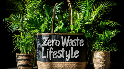 Sustainable eco-friendly market bag carrying fresh groceries, promoting zero-waste shopping and a plastic-free lifestyle with a reusable fabric tote for conscious and green consumer habits.