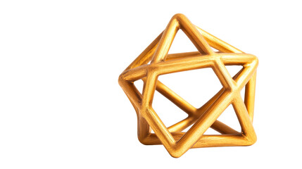 Decorative Wooden Icosahedron Object, Artistic Geometric Design, cut out transparent