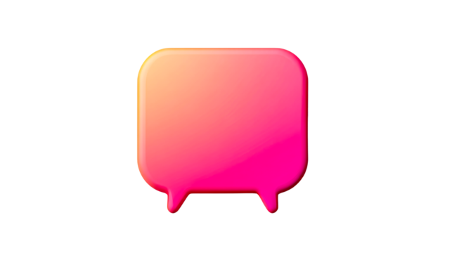 Shiny speech bubble, 3D render, gradient colors, cut out transparent - Powered by Adobe