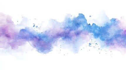 Blue and purple Water color border isolated on white, artistic background. High quality photo