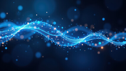 Blue liquid in motion with particles.