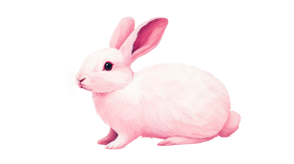 Cute Pink Rabbit with Delicate Details, Adorable Easter Bunny, cut out transparent
