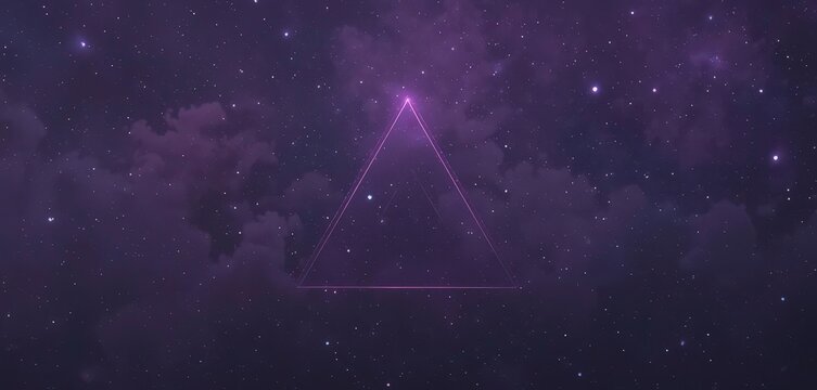  Floating violet triangles against a dark void background. Mystical.