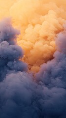 Orange and grey smoke plume, sunset, atmospheric, environmental disaster, background image