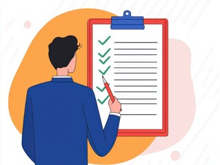 Businessman Completing Checklist on Clipboard Task Management Project Planning Goal Setting