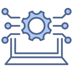 Machine Learning Algorithm Blue Icon