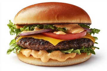 A burger and cheeseburger, isolated on a transparent background