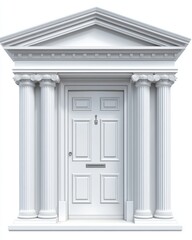 Obraz premium An ancient door with a classic white frame, isolated on a clear background