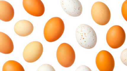 Eggs of Various Colors Isolated on Black Background, cut out transparent