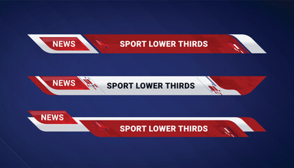 Graphic set of Broadcast News Lower Thirds Banner for Television, Video and Media Channel