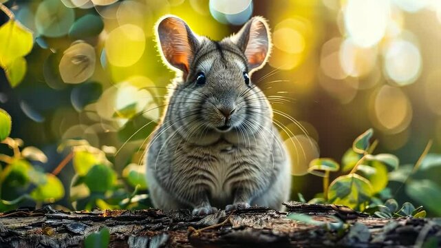chinchilla sits in nature. Selective focus. nature.