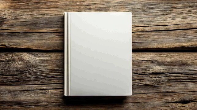 A plain, unbound, white booklet, measuring 5.5 x 8.5 inches, rests flat on a desk, ready for personalized content and design