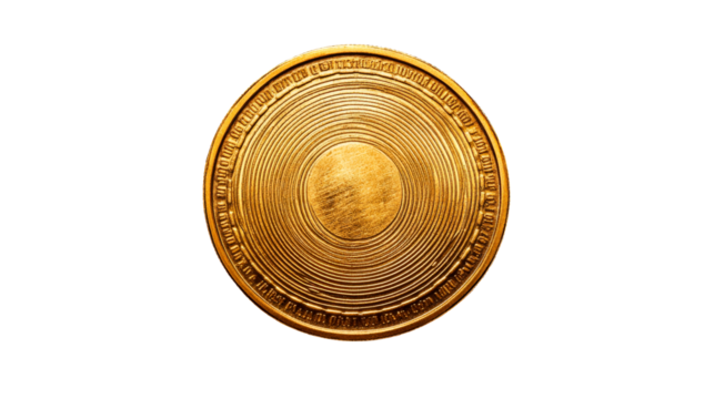 Golden Coin With Inscriptions, Cut Out Transparent