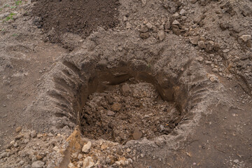 A pit prepared for planting tree seedlings