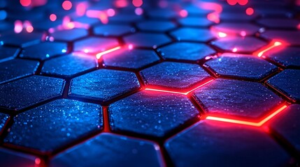 Obraz premium Abstract Hexagonal Grid Technology Background