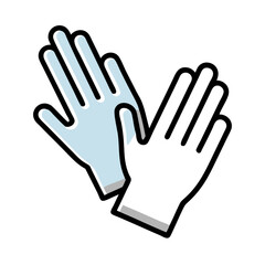 Pair of protective gloves on a white background in a simple and colorful icon design
