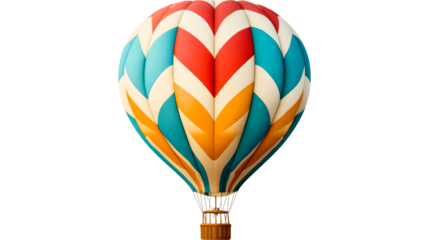 Colorful Hot Air Balloon with Striped Design, cut out transparent