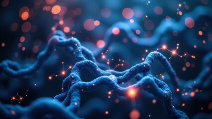 Obraz premium A close-up scientific view of a glp1 receptor protein interacting with its ligand within a cell membrane, highlighting molecular biology and biochemistry concepts.