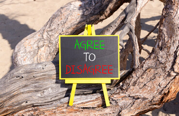 Agree to disagree symbol. Concept words Agree to disagree on beautiful blackboard. Beautiful old...