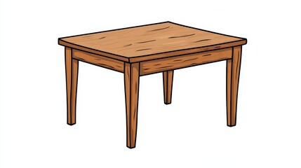 A Simple Wooden Table with Four Legs Featuring a Natural Finish Ideal for Home Decor, Dining, or Office Use in Contemporary and Classic Settings