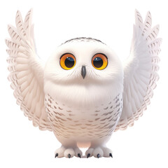 Obraz premium Illustration of a majestic owl with wings spread on a transparent background