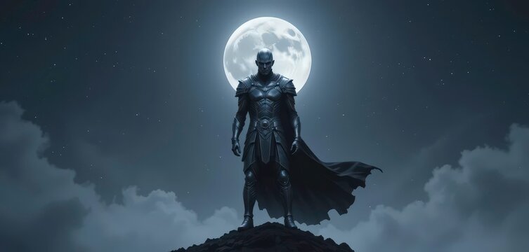  Minimalist Design The Silvered Warrior s Stand under the Moon