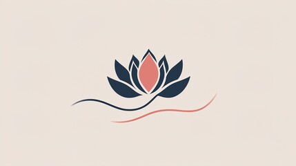 Fototapeta premium Minimalist Lotus Flower Logo: Elegant Design, Serene Symbol, Clean Lines, Spiritual Icon, Brand Identity, Floral Emblem, Peaceful Aesthetic, Graceful Mark. 