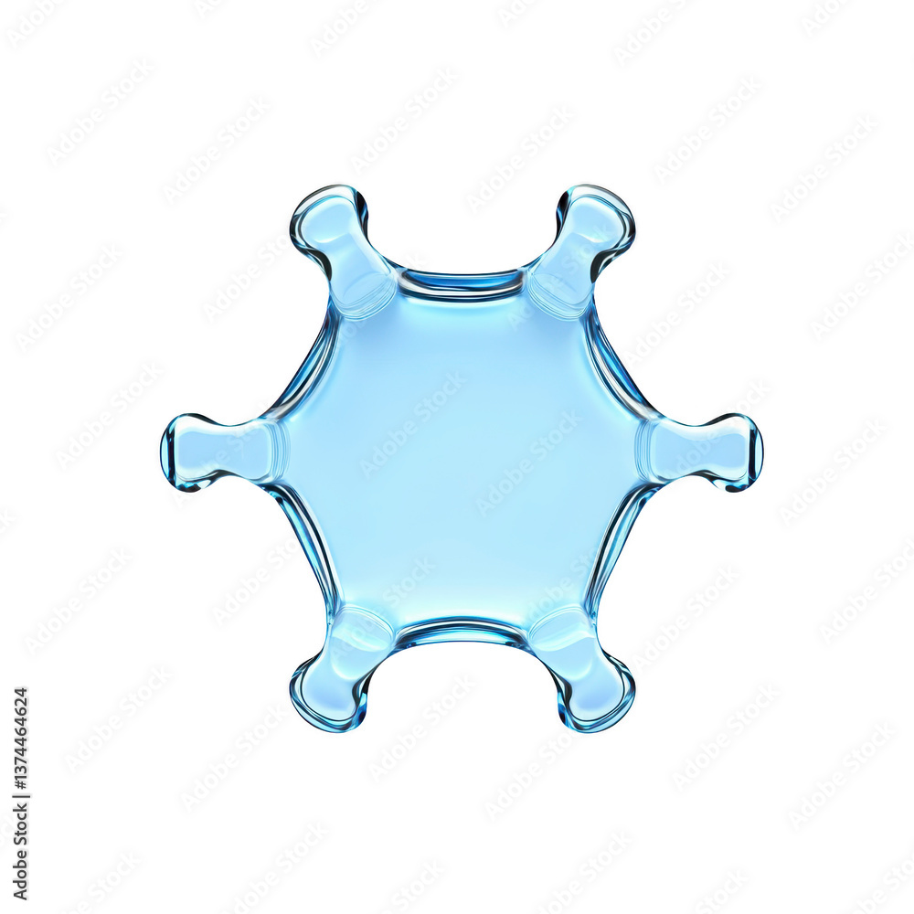 Aufkleber a shiny, abstract blue shape with star like form and smooth, reflective surface, set against transpa