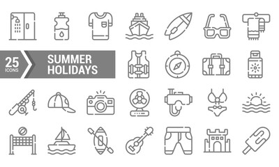 25 Line Icons for Summer Holidays Design