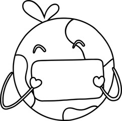 Fototapeta premium Earth Day coloring page with a detailed stamp outline featuring planet earth, educational eco-friendly activity for kids and adults promoting sustainability, recycling, and green living awarness