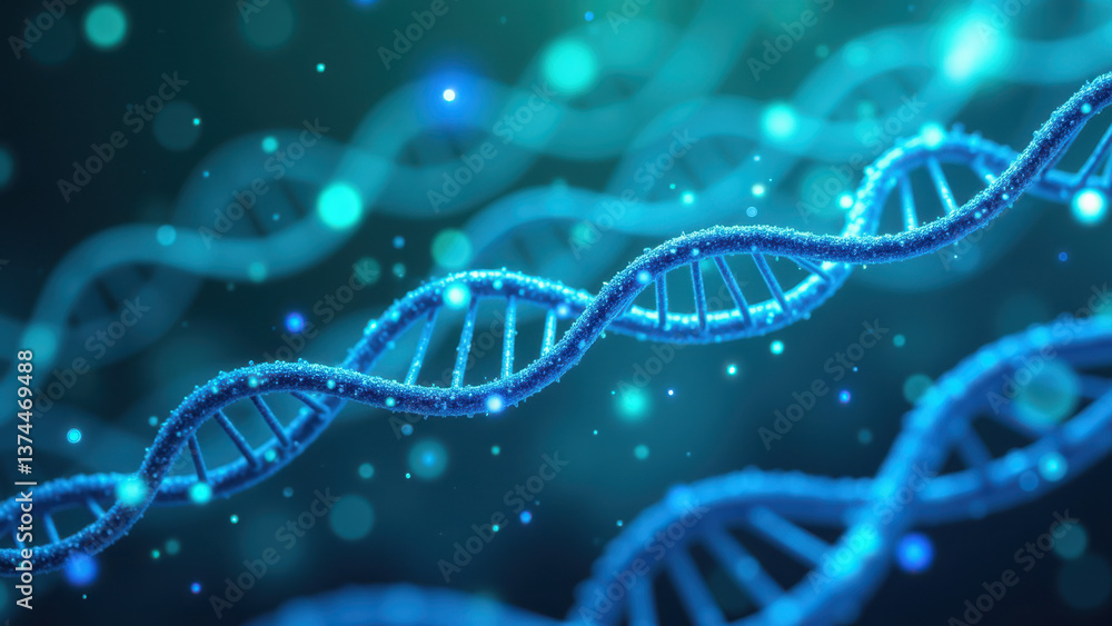 Poster this image features a vibrant depiction of a glp-1 molecule with its double helix structure, set aga