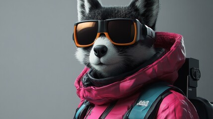 Cool husky dog in clothes