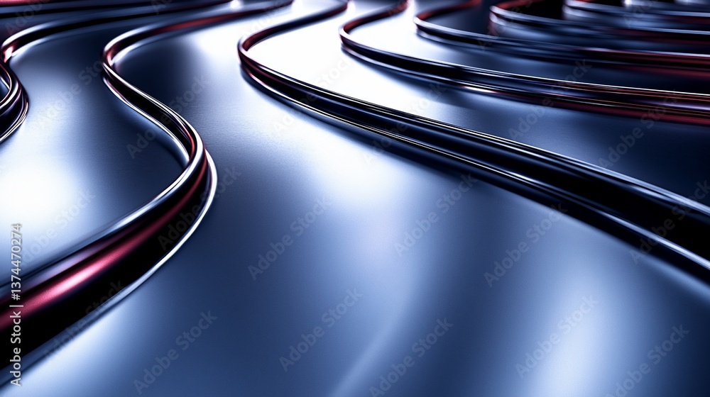 Poster abstract metallic flowing forms background