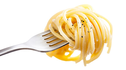 Creamy Spaghetti with Pepper on a Fork, PNG