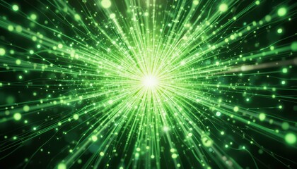Vibrant Green Burst of Light with Dynamic Energy and Motion Effects
