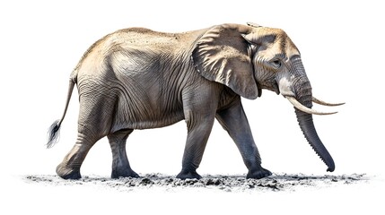 Obraz premium Young Elephant Walking Gracefully Across A Natural Terrain In A Wild Landscape