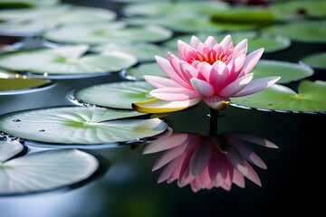 Water lily flower in full bloom. Nabari, Mie Japan
