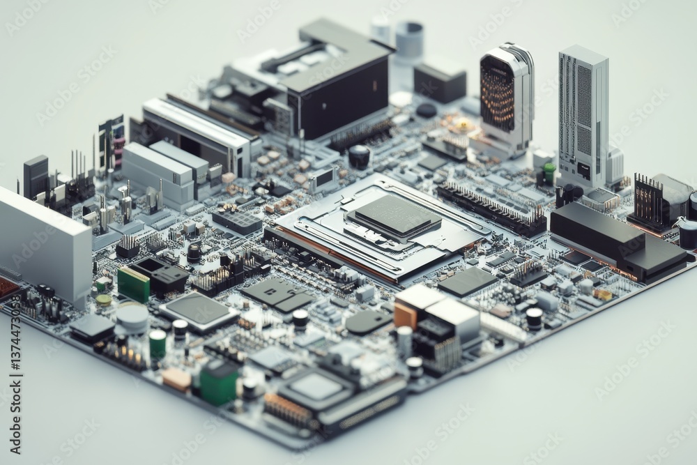 Poster this photo showcases the intricate layout of a laptop motherboard revealing its multiple components 