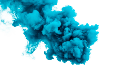 Turquoise smoke cloud effect, isolated design element, swirling vapor , cut out transparent