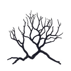 Fototapeta premium A silhouette of bare tree branch with intricate, twisting limbs against plain background, evoking sense of stark beauty and simplicity