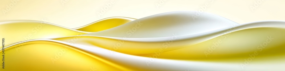 Poster abstract yellow and white 3d background with elegant and minimalist wave shapes design