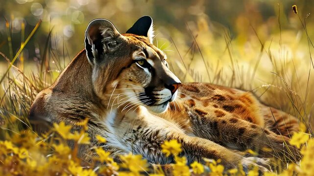 Beautiful cougar in nature. Selective focus. Nature.