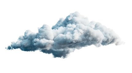 Isolated Fluffy Cumulus Cloud with Gray and Blue Shades on Transparent Background, PNG