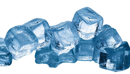 Obraz premium Ice cubes transparent texture isolated on transparent background.