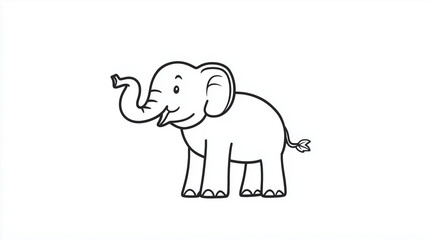 Obraz premium A Simple line drawing of an elephant isolated on a white background.
