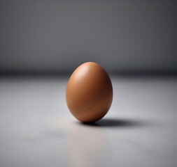A studio shot of a single brown egg, capturing its smooth texture, natural color, and subtle shadows. The minimalist background keeps the focus on the egg.
