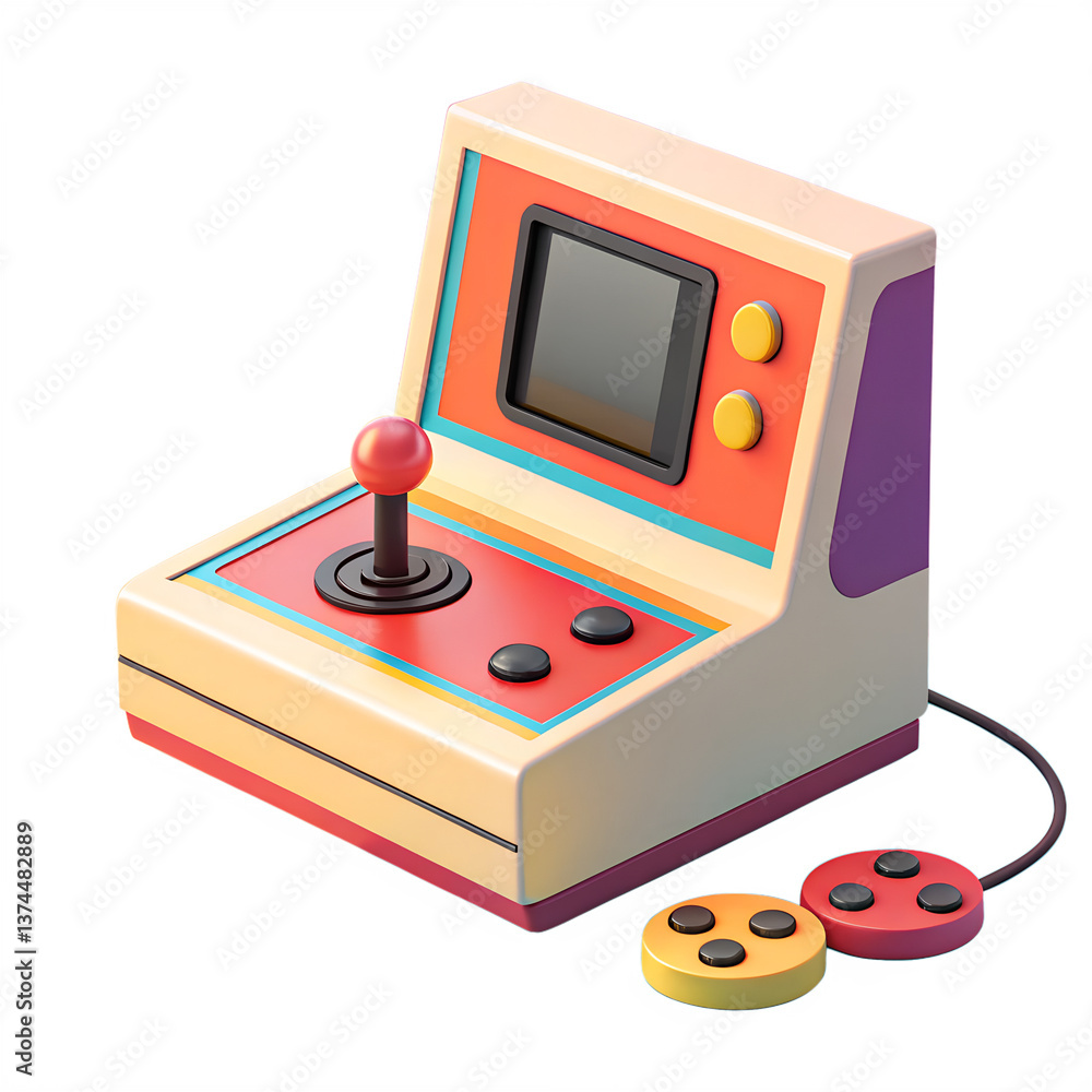Poster retro arcade console with joystick and buttons - nostalgic gaming experience