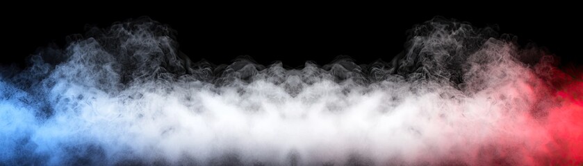 Colorful smoke clouds against black background; design, abstract